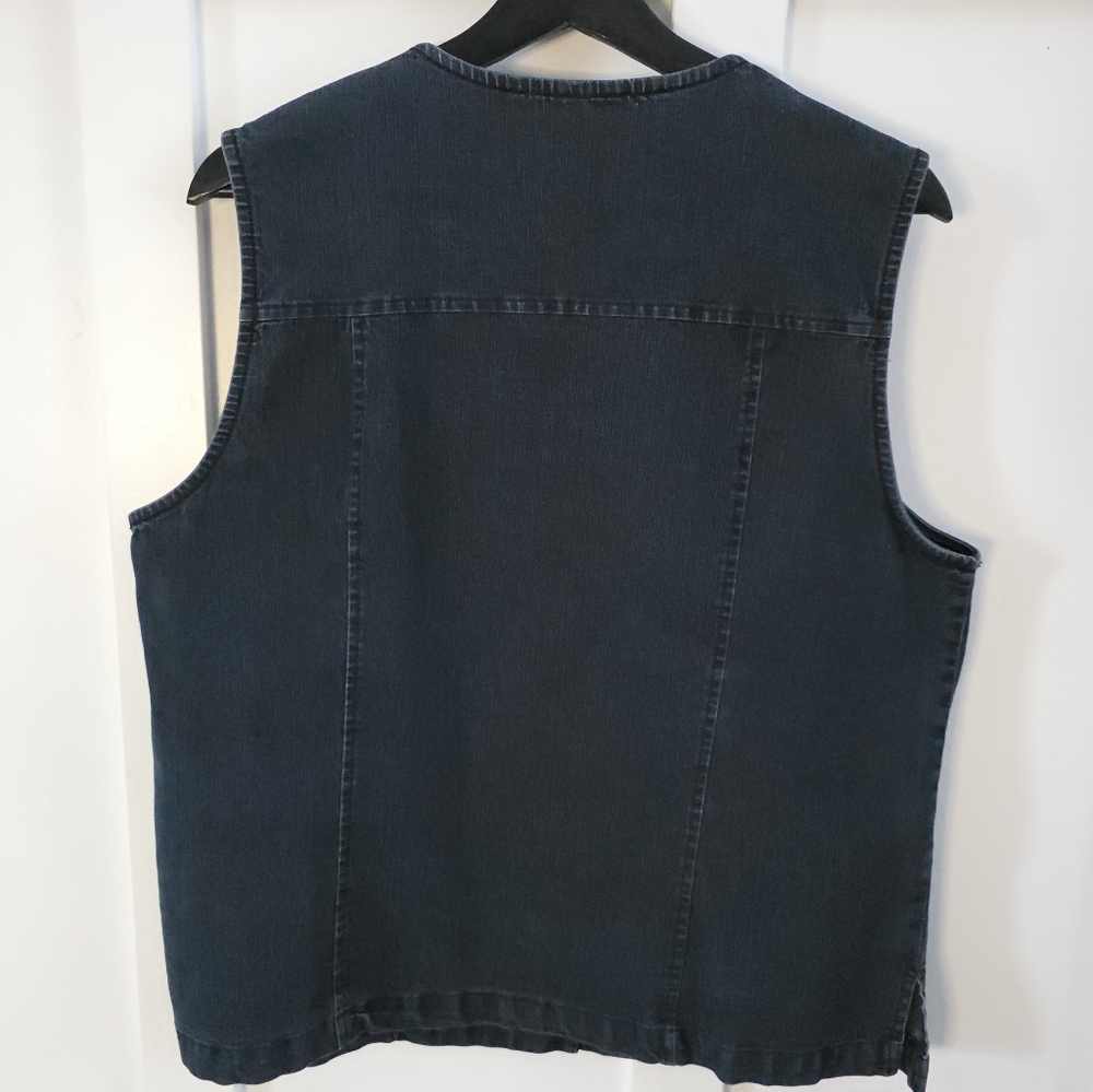 Tellement Vous Dark Wash Denim Vest – Chic Vintage Aesthetic,size L - Picture 7 of 16